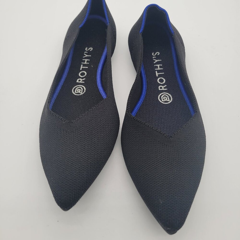 Rothy's Black Flats with Blue Trim